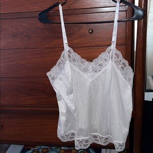 Vintage Women’s White Nylon Lace Detailed Camisole w/ Adjustable Straps